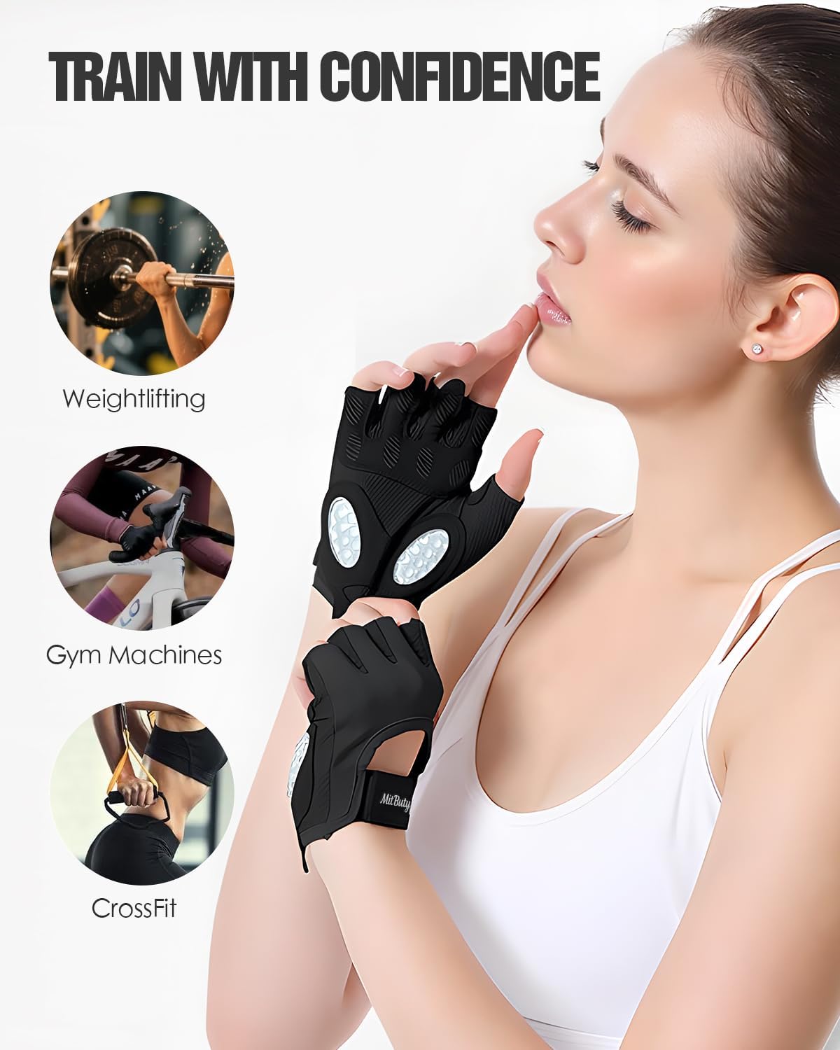 Skiennix Workout Gloves - Fingerless Gym Gloves with Silicone Grip & Palm Padding for Weight Lifting | Unisex