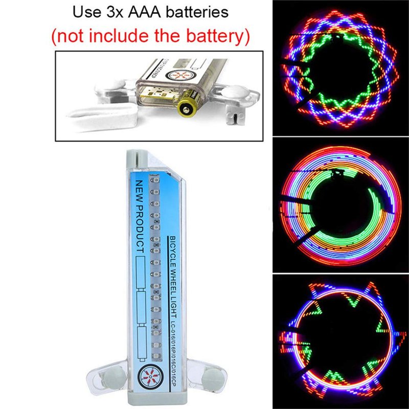 Mrisata Bike Wheel Tire Lights, 32 Attractive Patterns Bike Light Double Display LED Bicycle Spoke Riding Safety Tire Light Accessories, 32 Different Patterns Change, Bright for Spokes (A)