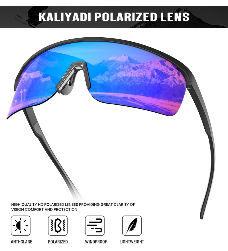 KALIYADI Mens-Sunglasses Polarized Sports Sunglasses-Men: Running Sun glasses Men Women UV400 Protection for Cycling