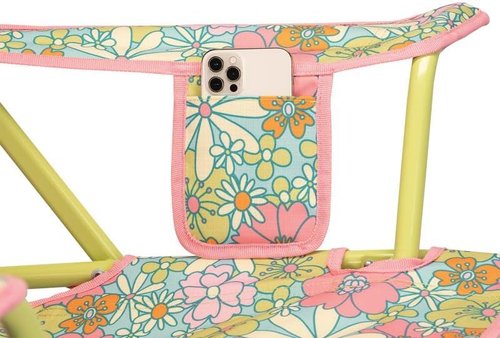 GCI Outdoor Comfort Pro Rocker Camping Chair - Portable Folding Rocking Chair with Durable Armrests & Drink Holder - Floral