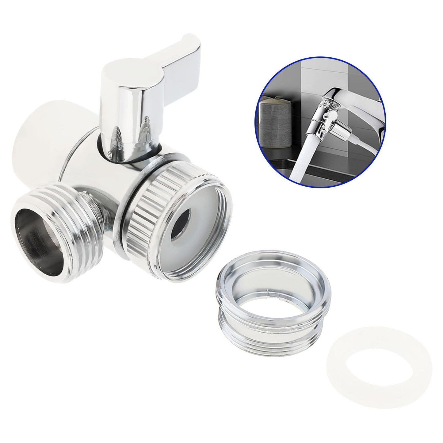 Sink Faucet Diverter Valve, PNXKTXO Sink Valve Diverter Faucet Splitter for G1/2" Shower Hose, Kitchen, Bathroom Replacement Part Adapter M22 X M24