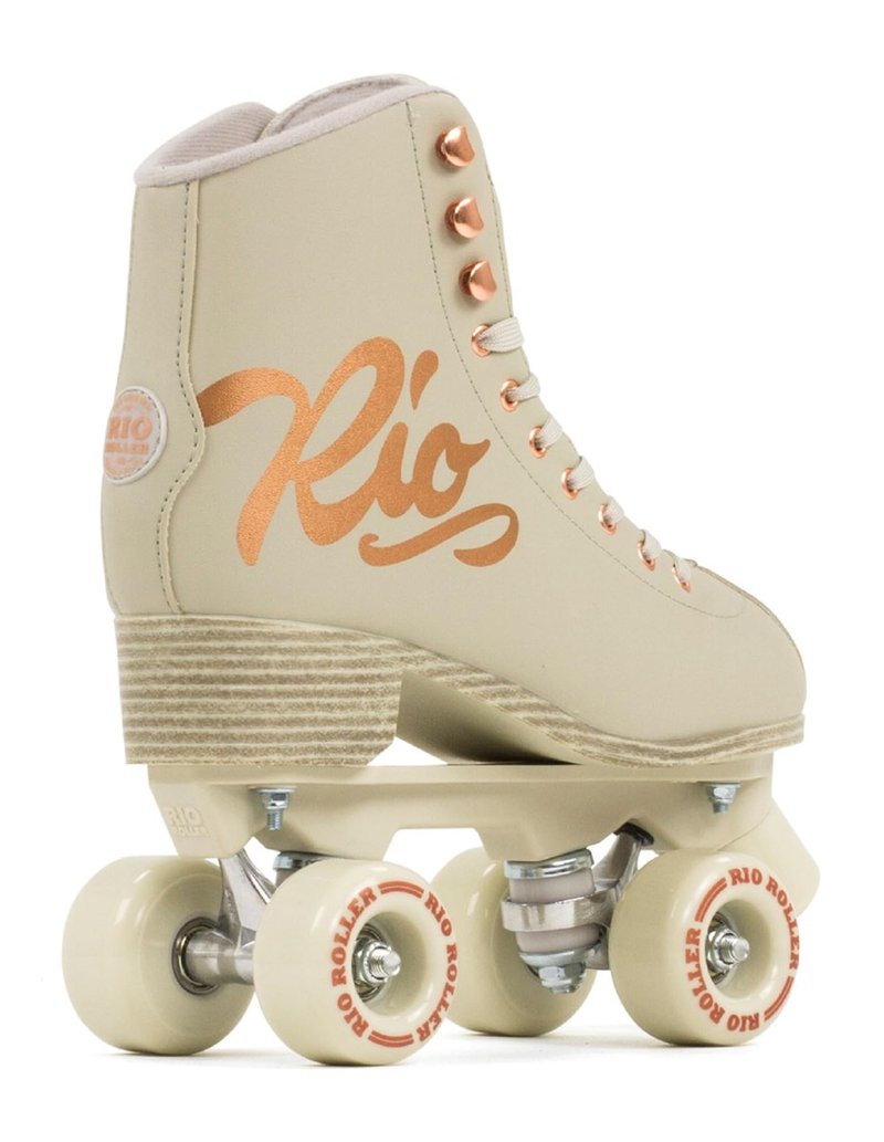 Rio Roller Rose Roller Skates - Unisex Indoor/Outdoor Quad Roller Skates - UK 6 (U.S. Ladies 8) - Cream/Rose Gold