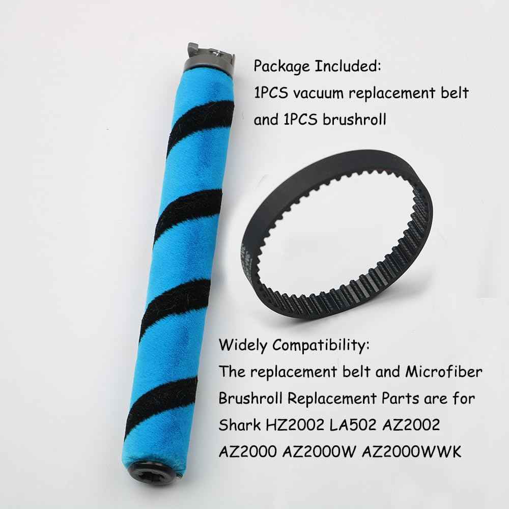 Soft Brushroll Replacement Parts for Shark Vertex DuoClean Vacuum AZ2002 Vacuum Replacement Belt for Shark AZ2002 AZ2000 AZ2000W AZ2000WWK HZ2002 LA502 (1PCS Brush Roll and 1PCS Vacuum Belt)