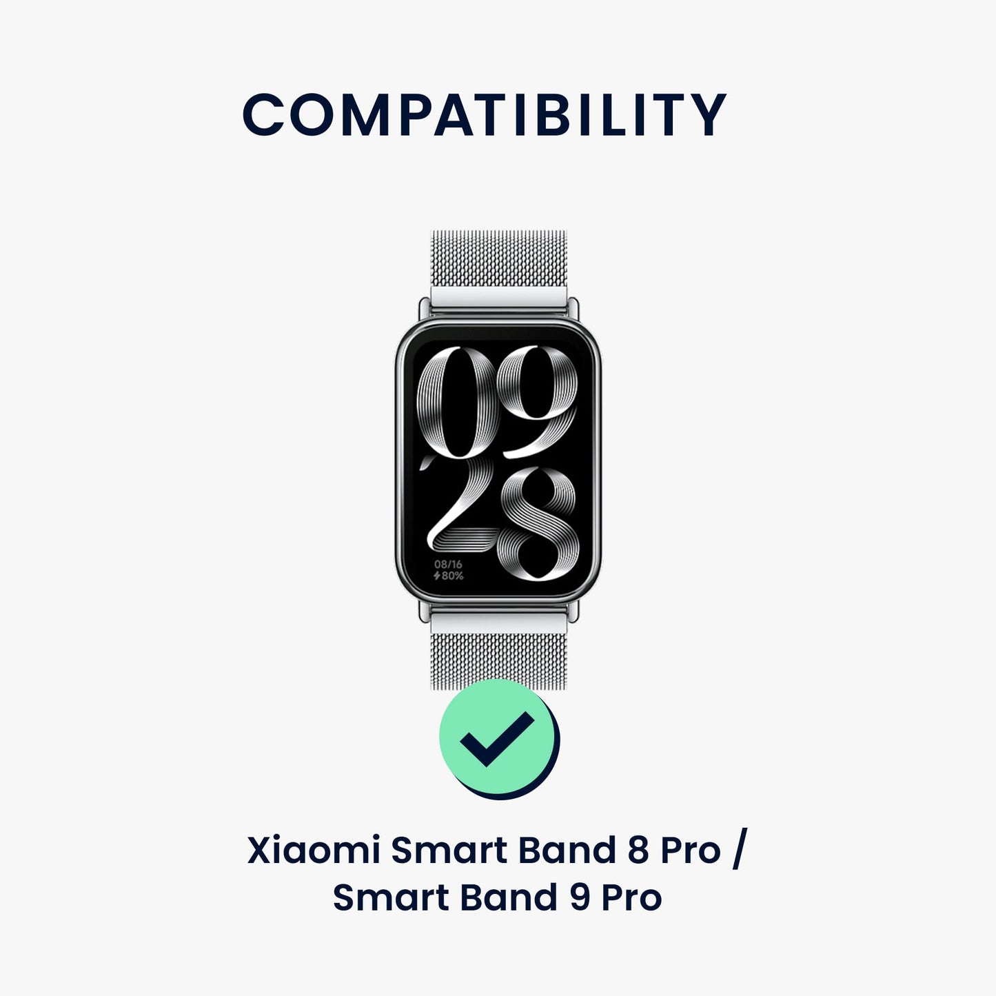 kwmobile Replacement Strap Compatible with Xiaomi Smart Band 8 Pro/Band 9 Pro/Redmi Watch 5 / Redmi Watch 4 Strap - 5.5-8.7 inches (14-22 cm) Stainless Steel Straps - Black