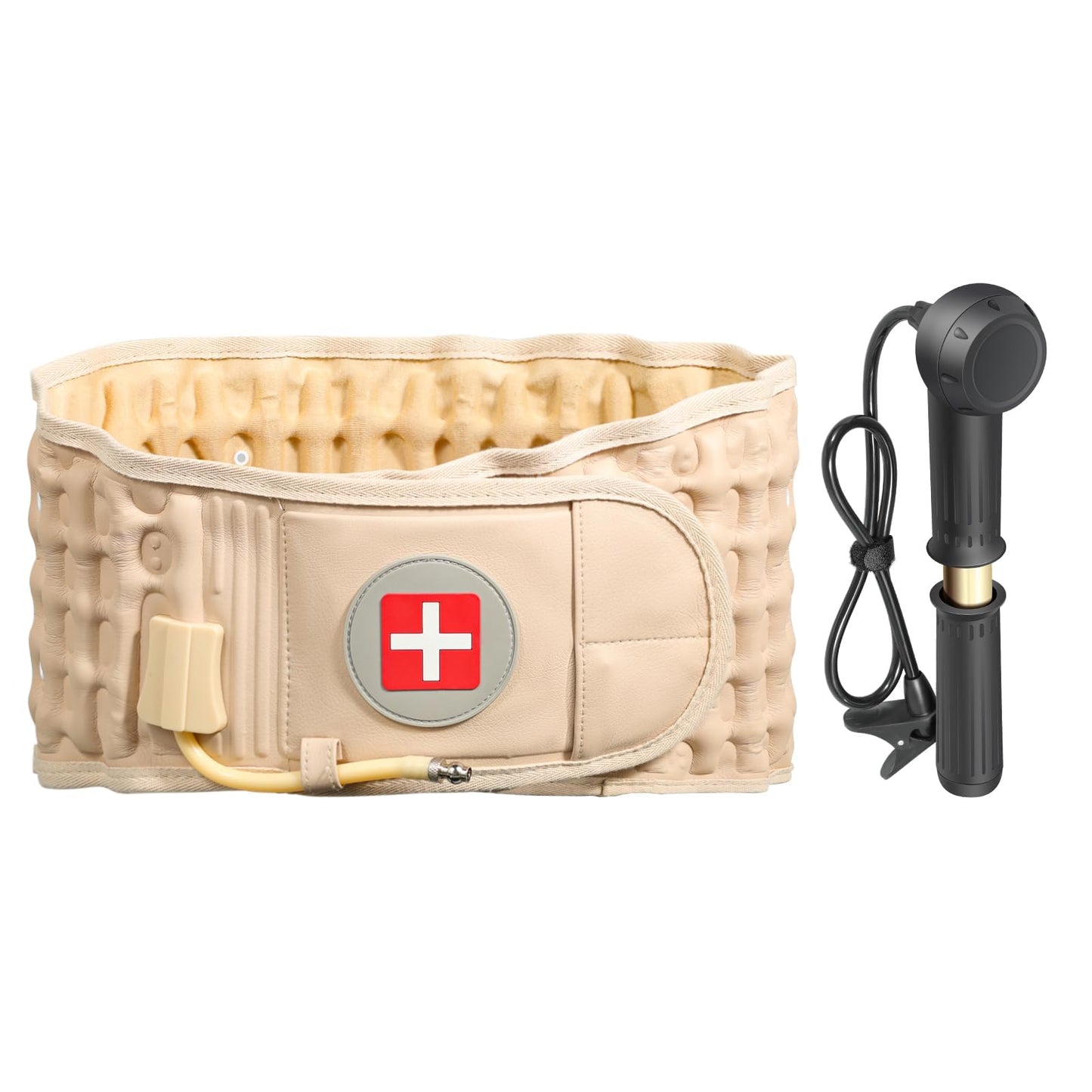 Decompression Back Belt for Lower Back Pain Relief and Lumbar Support, Spinal Decompression Belt for Woman and Men, One Size Fits 29-49 inches Waist, Decompression Back Brace for Sciatica (Beige)