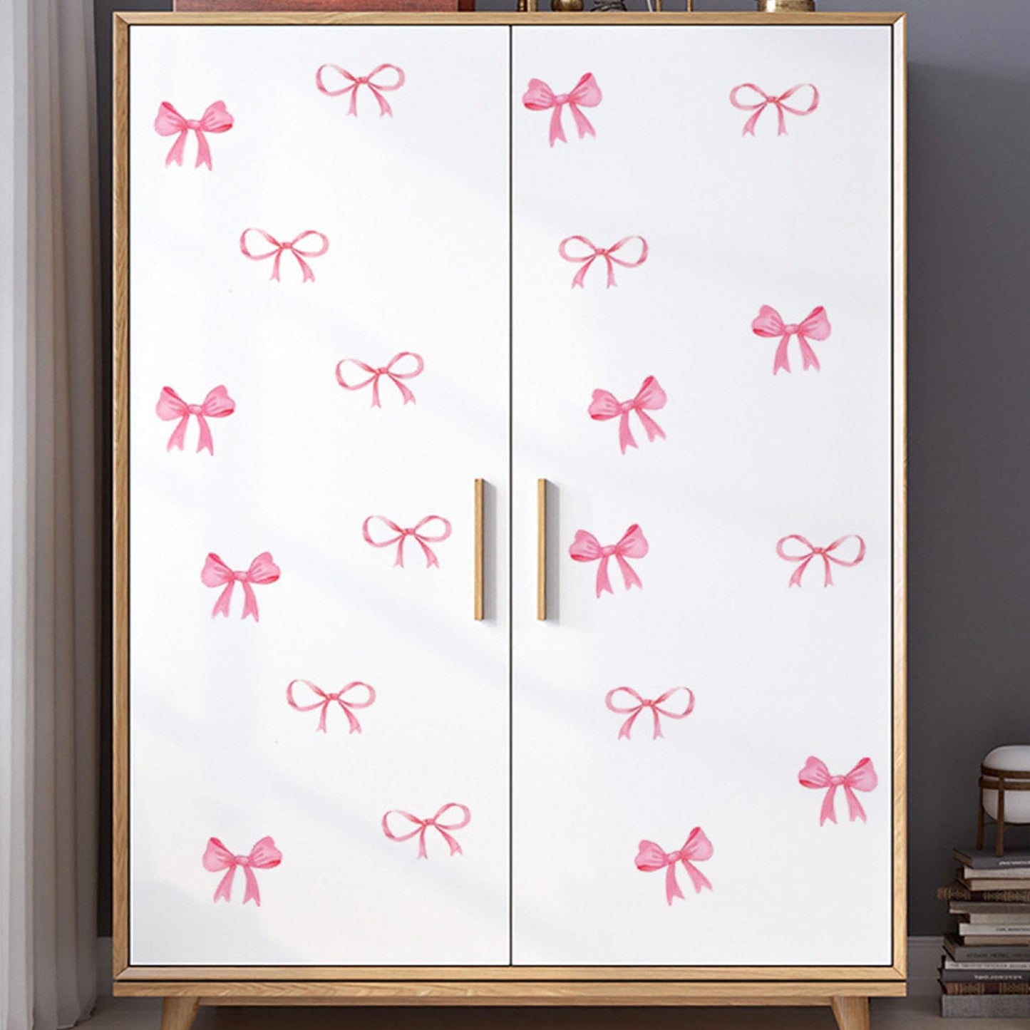 Arawat 8Sheet/80pcs Pink Bowtie Wall Stickers and Decals for Bedroom and Bathroom Bow Room and Wall Decor Coquette Room Decor for Bedroom Bow Sticker