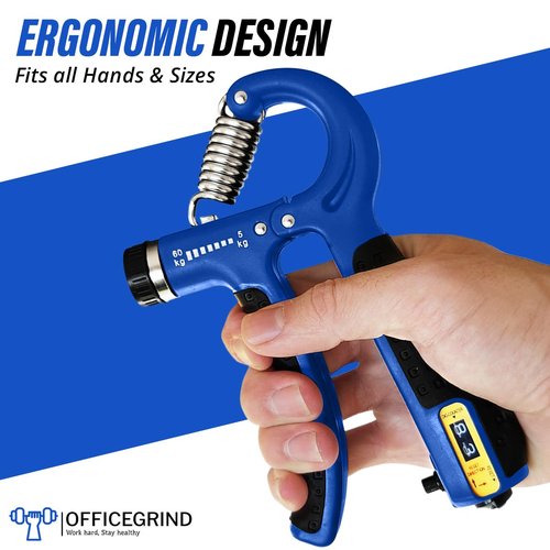 Hand Grip Strength Trainer with Adjustable Resistance 10-130lbs (4.5-59kg), Forearm Hand Grip Strength Exerciser for Muscle Building, Injury Recovery, and Therapy Stress Relief, 2 Pack Blue
