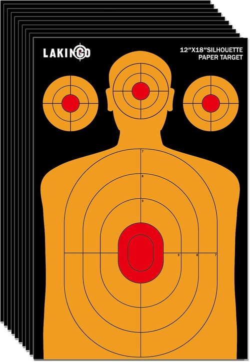 LAKINGO High-Visibility Silhouette Targets - 12x18 Inch Instant Confirmation for Pistol, Rifle & Airgun