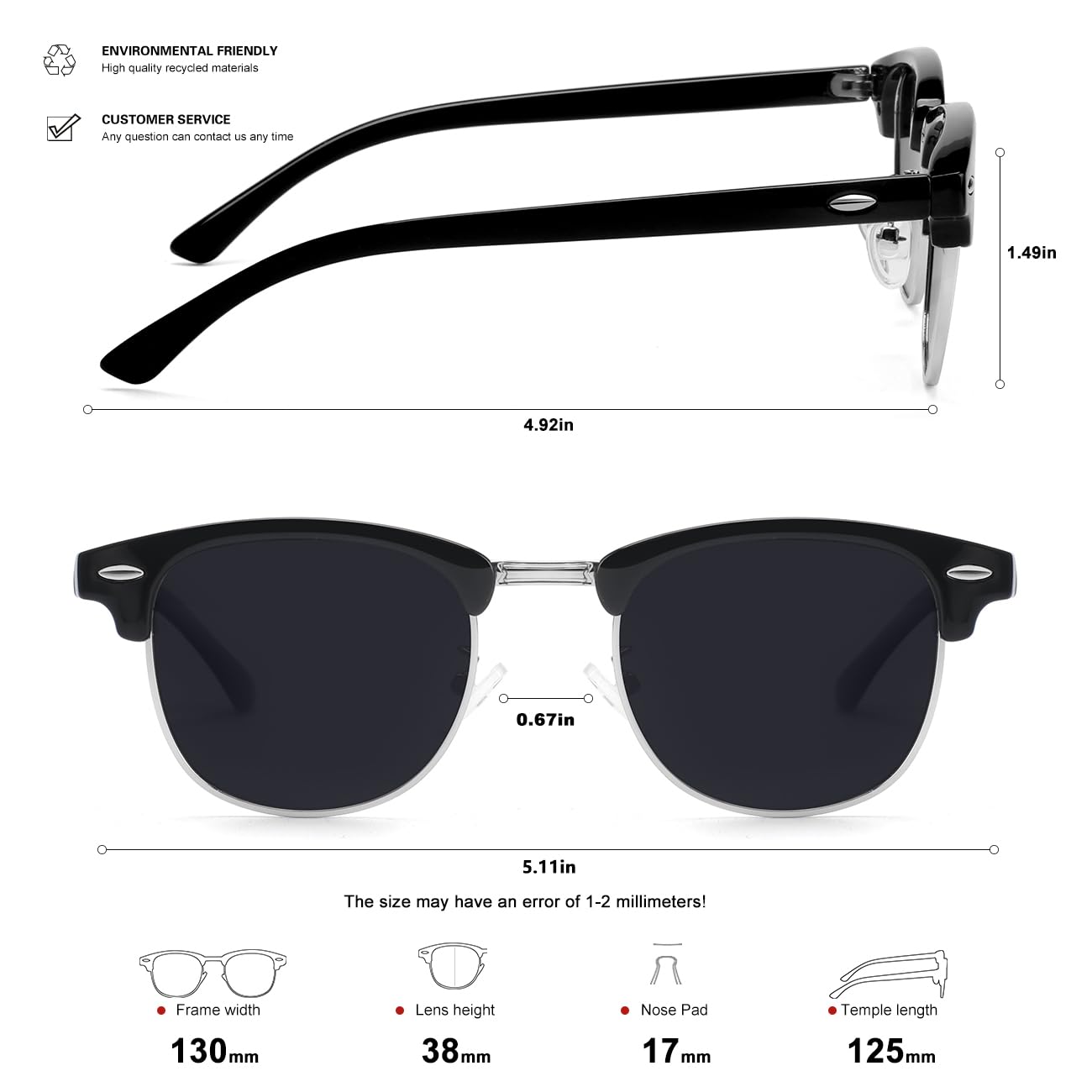 SEKKAF Kids Polarized Sunglasses for Boys Girls Retro Semi Rimless Frame Sun Glasses UV Protection Shades