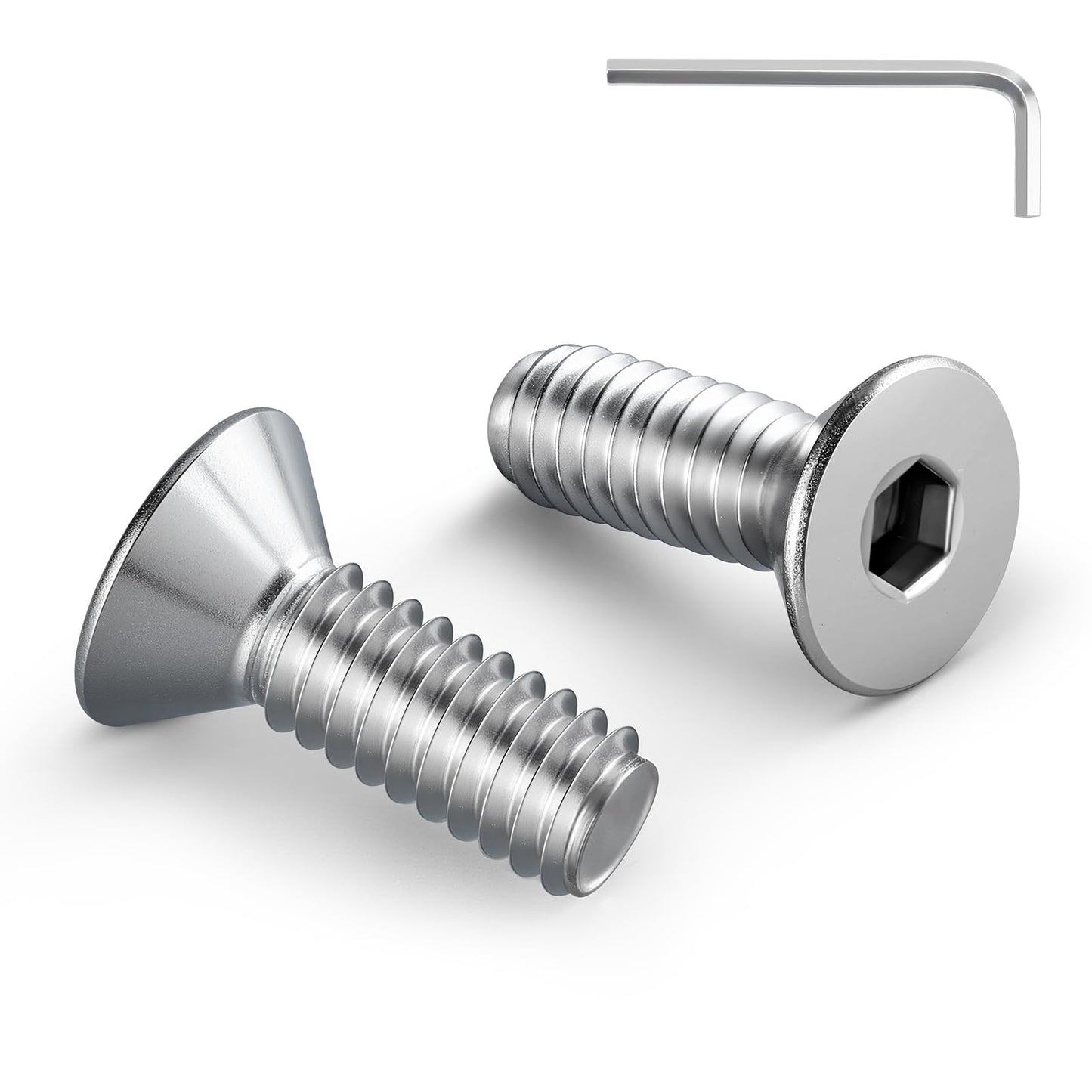 BNUOK 3/8-16 Bolt, 3/8-16 x 1 Inch Flat Socket Head Screws 15Pcs, 304 Stainless Steel 18-18 Countersunk Bolts, Full Thread, with Hex Spanner