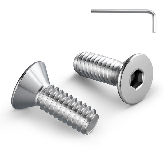 BNUOK 3/8-16 Bolt, 3/8-16 x 1 Inch Flat Socket Head Screws 15Pcs, 304 Stainless Steel 18-18 Countersunk Bolts, Full Thread, with Hex Spanner