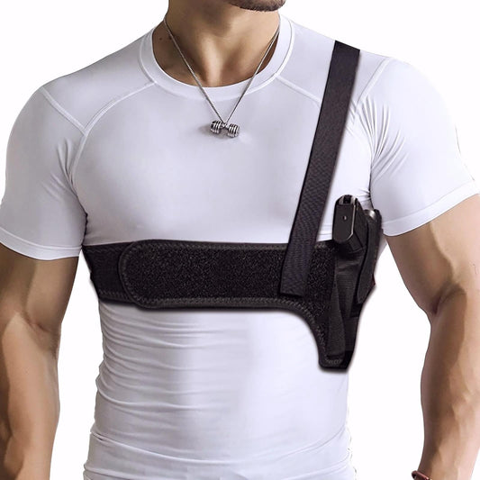 Quick Draw Shoulder Holster - Belly Band Holster for Everyday Comfortable Concealed Carry for Small, Compact and Other Similar Gear, Right Handed, Black 51"