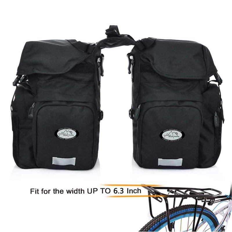 ZTZ 50L Panniers Bike Bags, Waterproof Bike Panniers Made of High-Density 600D Polyester for Durable Use, Bike Saddle Bag come with Reflective Trim and Rain Cover, Easy Organize in 7 inch Rack(Green)