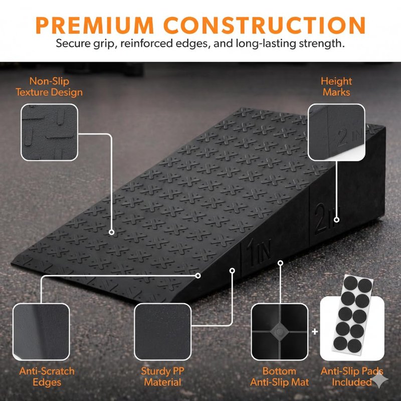 ZKDLFIRE Squat Wedge Block – 2 Pcs, Non-Slip Squat Wedges Weightlifting – Heel Elevated Squat Wedge, Heel Wedge for Squats, Slant Board for Squats to Improve Mobility, Balance, Strength & Squat Depth, Includes Anti-Slip Pads & Carrying Bag