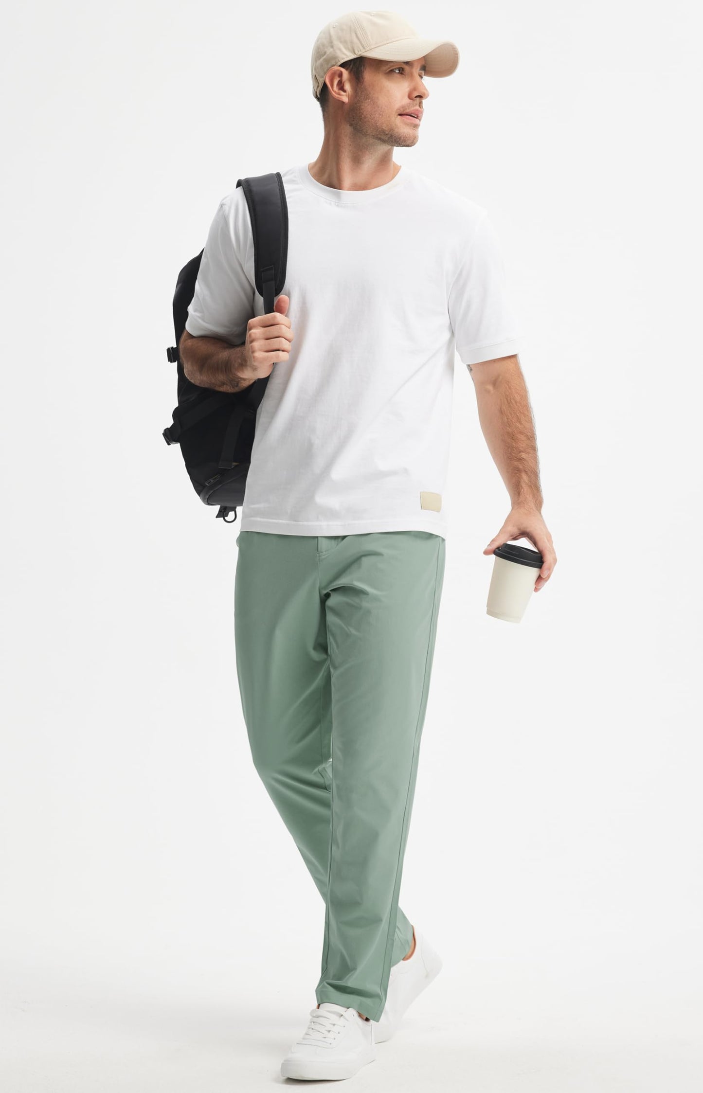 Libin Mens Golf Pants Stretch Work Dress Pants 32" Quick Dry Lightweight Business Casual Slacks for Men Travel Vocation Water Resistant, Sage Green, 30W x 32L