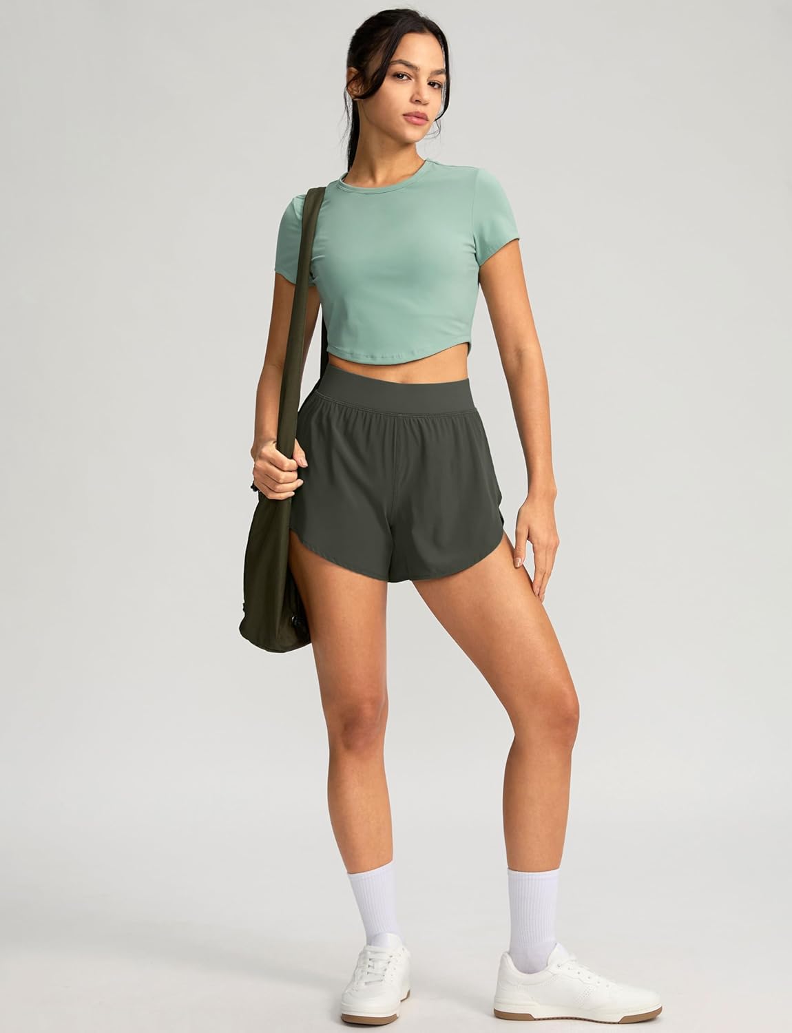 Soothfeel High Waisted Running Shorts for Women - Quick Dry Dolphin Style Gym Shorts with Liner