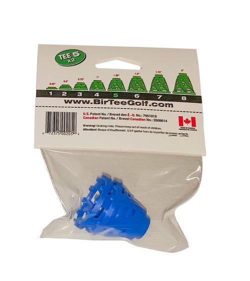 BirTee Pro Golf Tees - Size #5 (1 1/4") Individual Size Pack - 2 Tees Per Pack. Winter/Mat/Simulator Tees (Blue)
