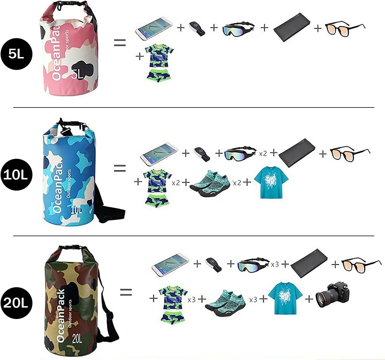 Skiennix Waterproof Dry Bag - Lightweight Roll Top Storage for Travel & Outdoor Activities | 5L/10L/20L Options