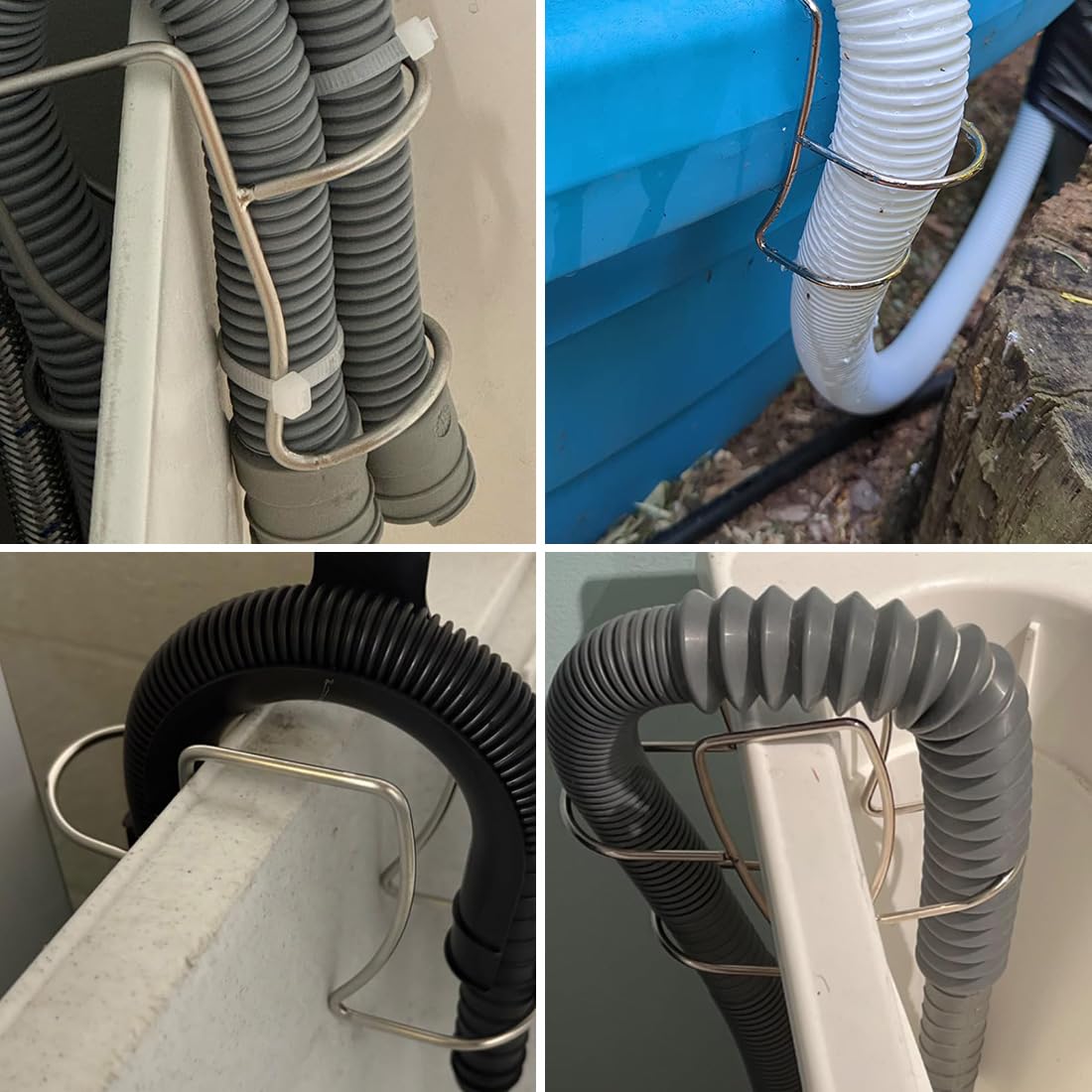 Universal Washing Machine Drain Hose Holder Adjustable Utility Sink Clamp Hook Stainless Steel Laundry Tub Hose Guide Clip Fits All Drain Hoses