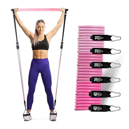 180lb Pilates Bar Kit with Resistance Band(6 x Resistance Bands),6 Level for Women Full Body Workouts,Lady Portable Resistance Band or Workout Bands for Physical Therapy Yoga,Pilates,Home&Gym for You