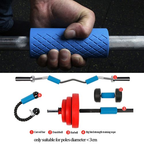 Grip Fat Bar,Dumbbell Fat Barbell Grips, Thick Bar Grips for Weightlifting Fitness Bar Handle Silicone Non-Slip Protective Pad,1 Pair of Blue