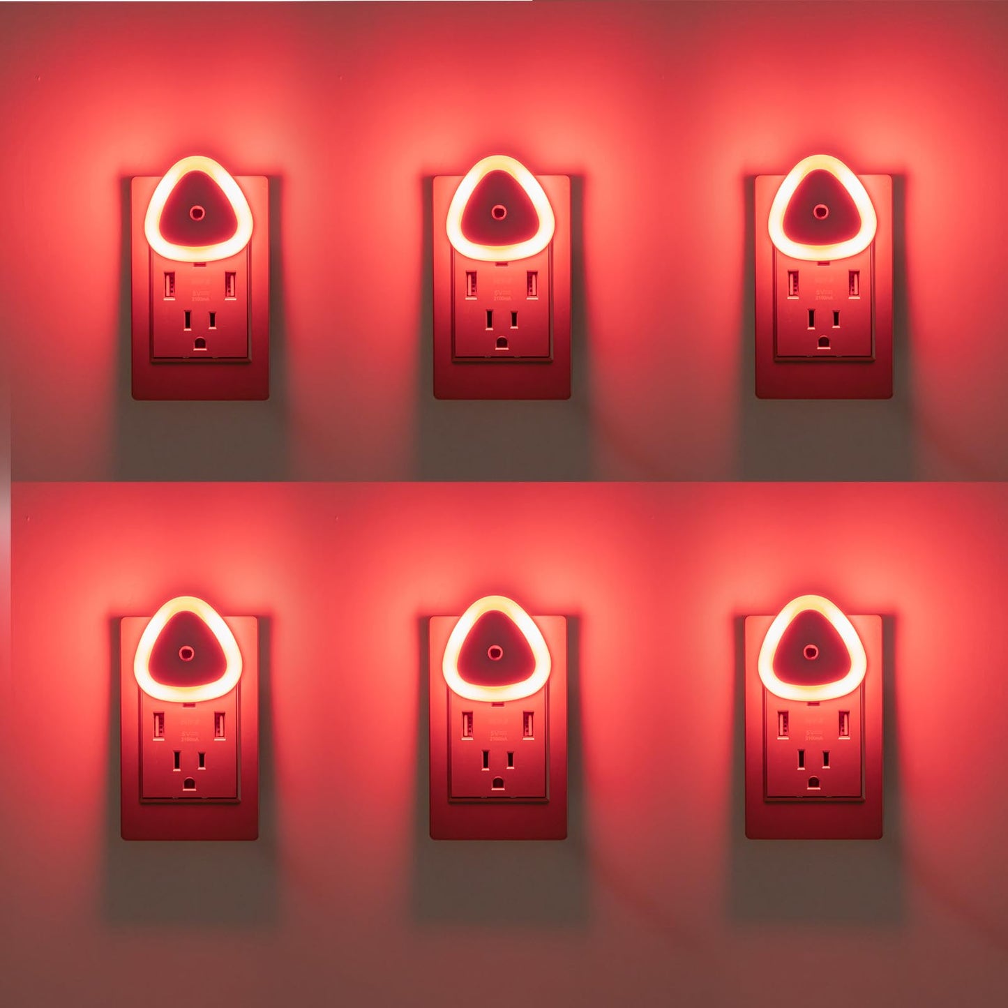 KINUR 6 Pack LED Night Light, 0.5W Nightlights Plug into Wall, Dusk to Dawn Sensor Automatic On and Off Night Light, Red Led Night Lamp for Kids, Nursery, Bedroom, Hallway, Stairs, Kitchen,Red