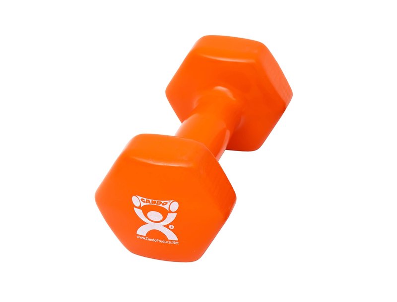 CanDo Vinyl Coated Dumbbell Orange 10 lb Single 1pc Handheld Weight for Muscle Training and Workouts, Color Coded Anti-Roll Home Gym Equipment, Beginner and Pro…