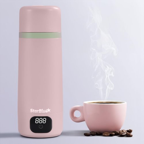StarBlue Portable Travel Kettle Pink, 350ml, Water Kettle Electric with Global Voltage, 6 Temperature Modes, ℃/℉ Switchable Display, Compact Water Boiler for Home and Office 100-240V 50-60Hz 250-300W