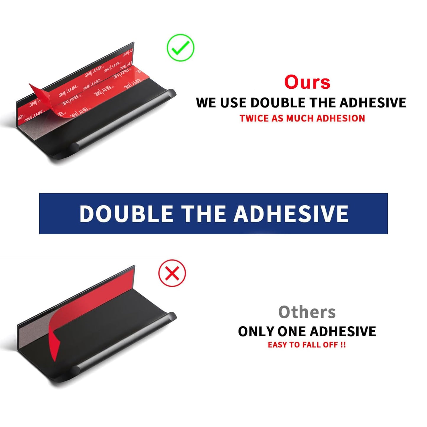 Cekikibi 5 Pack Adhesive Edge Finger Pulls for Cabinets，Kitchen Aluminium Alloy Concealed Drawer Pulls No Drilling Required Flat Stick On Cabinet Handles (Black, 3.15" Overall Length)