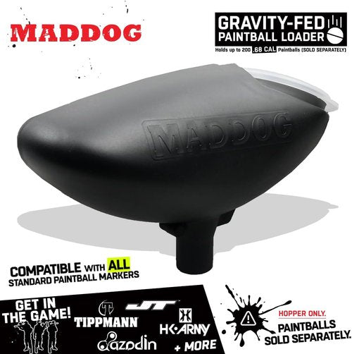 Maddog 200 Round Paintball Loader - .68 Cal Gravity-Fed Hopper | Essential Paintball Marker Accessory