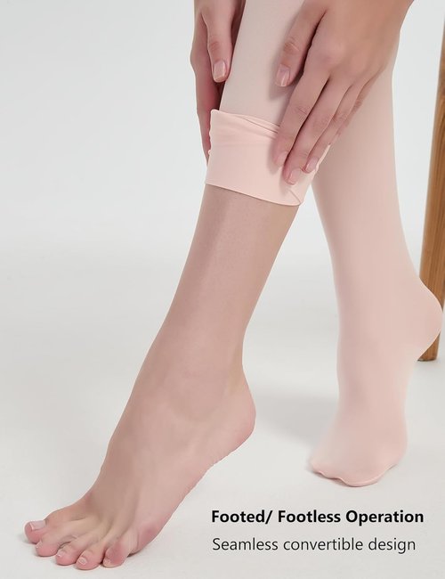 DUCMODA Women's Convertible Dance Tights - Ultra-Soft Semi-Opaque Ballet Stockings for Performance