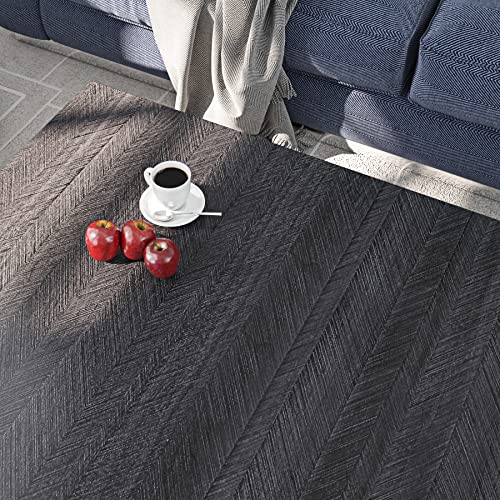 Livelynine Charcoal Wood Grain Contact Paper for Desk Peel and Stick Countertops Waterproof Self Adhesive Wallpaper Kitchen Table Counter Top Vinyl Wrap Black Laminate Countertop Covers 15.8x78.8