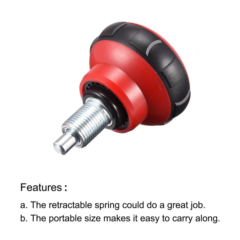 uxcell M16 Pull Pin Spring Knob Replacement Parts for Home Fitness Height Adjustment Screws Equipment, Black Red 2Pcs