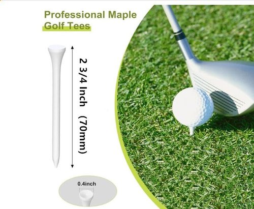 HH-GOLF®1000 Pcs Golf Tees Bulk Wood Tees 2 3/4 Inch Tall, Less Friction Professional White Wooden Tees for Clubs