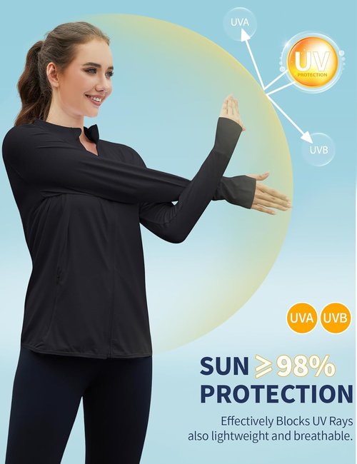 Gihuo Women's Sun Protection Jacket - UPF 50+ Long Sleeve Cropped Top for Yoga & Workouts