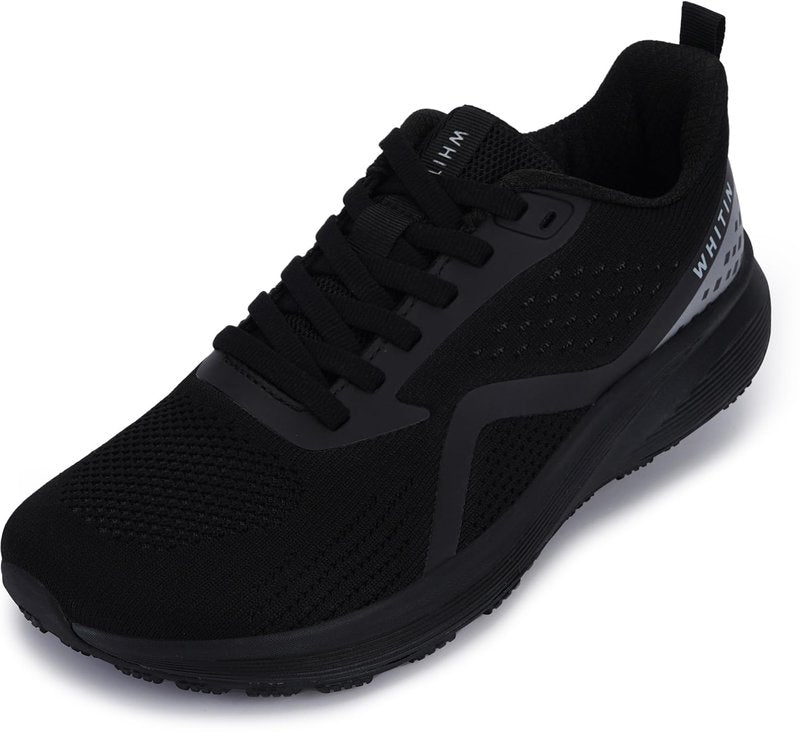 WHITIN Womens Wide Toe Box Running Shoes Breathable Mesh Outdoor Gym Athletics Tennis Sports Walking Rubber Outsole Sneakers for Female Size 8 Black 39