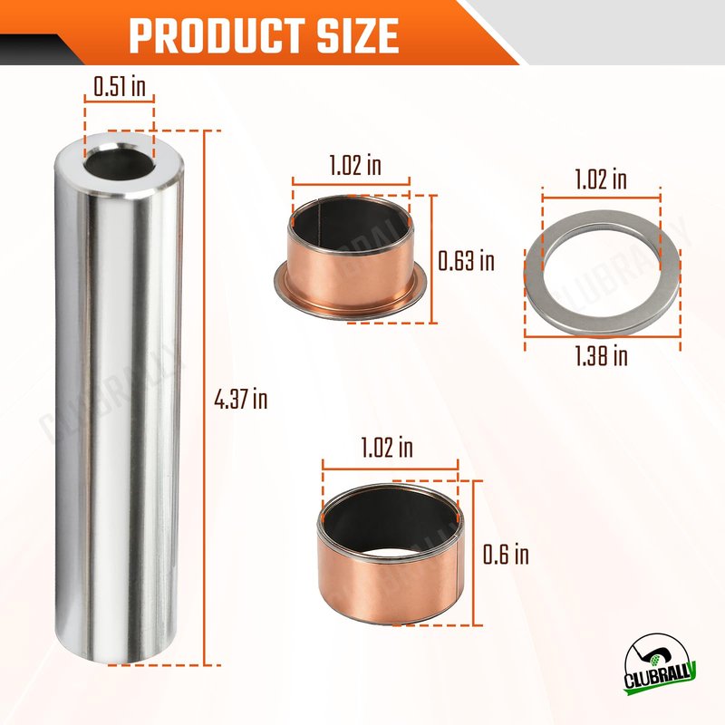 CLUBRALLY EZGO TXT/RXV Golf Cart Bushing Spindle King Pin Tube, Claw Copper Sleeve Kit, OEM# 70648G01,70749G01, 70745G01