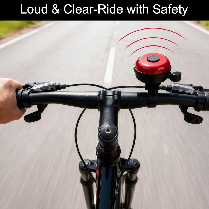 CKANDAY Classic Bike Bell for Adults, Aluminum Bicycle Bell, Loud Crisp Clear Sound Bicycle Horn Bike Accessories for Adult Bikes, Easy Installation, Use for Mountain Road and Commuter Safety, Red
