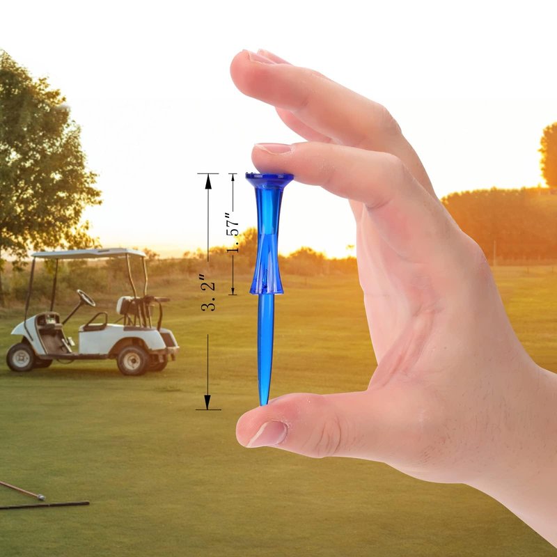 WMAWJBT Golf Tees 3-1/4’’ 50 Count Plastic Golf Tees Reduced Friction & Side Spin Professional Unbreakable Durability and Stability Blue