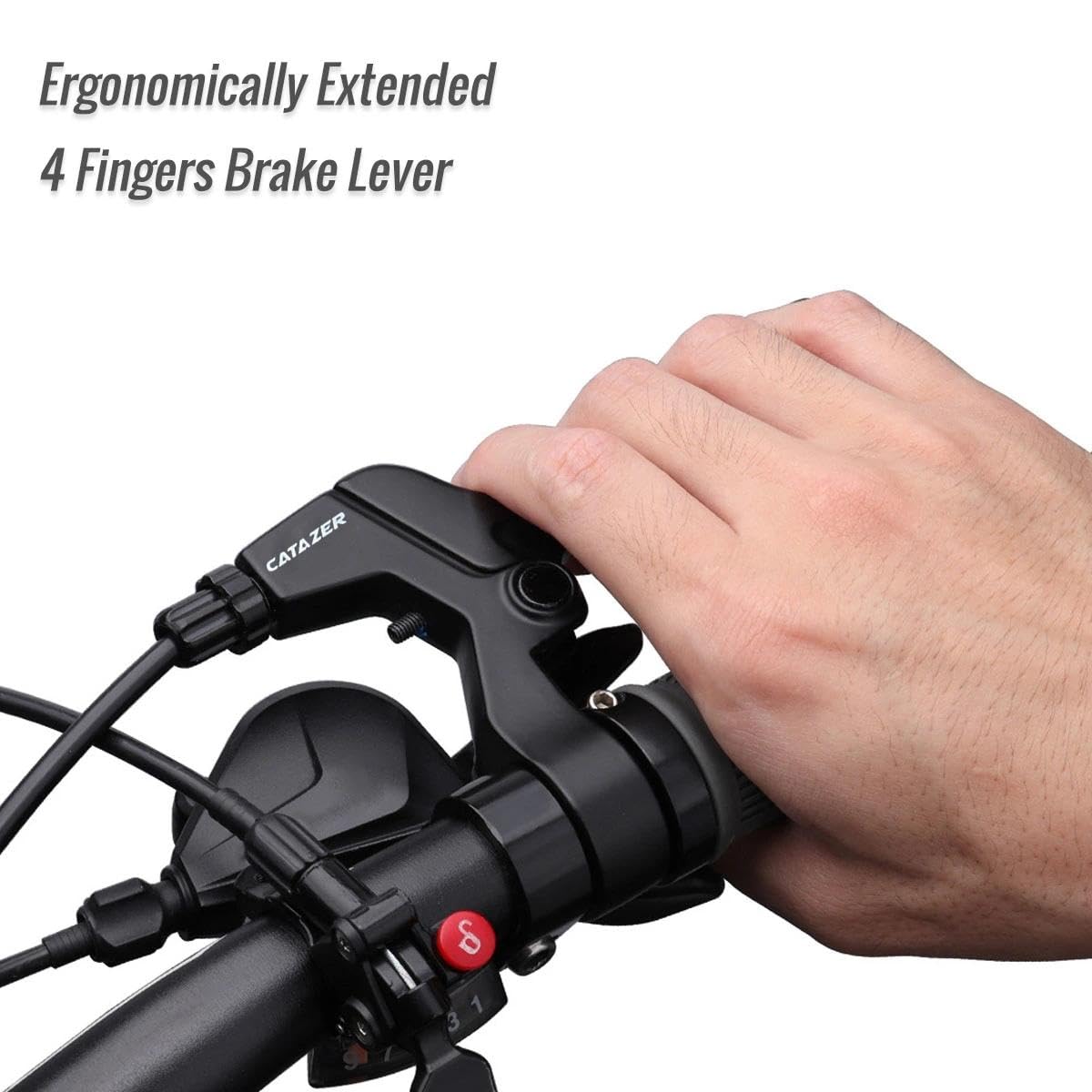catazer Universal Bicycle Brake Lever, Aluminum Alloy 4 Fingers Brake Levers Suitable for 22.2mm Bike Handlebar Mountain Bike 1 Pair