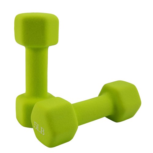 Saorzon Dumbbells Set of 2 Exercise Fitness Dumbbell for Home Gym Free Weights Hand Hex Dumb Bells Green 5LB