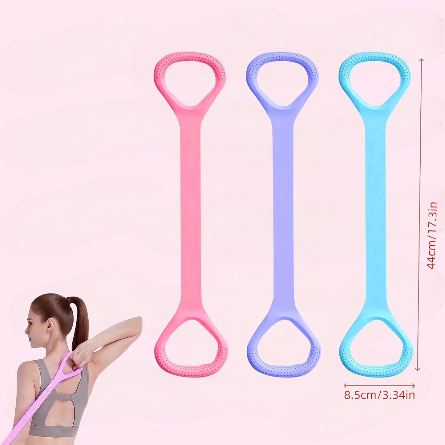 Skiennix 3pc Figure 8 Resistance Bands - Versatile Elastic Stretch Bands for Fitness & Yoga