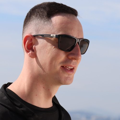 INFI Fishing Polarized Sunglasses for Men Driving Running Golf Sports Glasses Square UV Protection Designer Style Unisex (Matte Black/Smoke Lens)