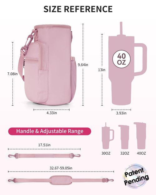 sportsnew Magnetic Gym Bag for Women Men, Water Bottle Carrier Holder with Strap & Phone Pockets for 40oz Tumbler with Handle, 4 Built-in Magnets Small Gym Bag for Sports, Workout, Fitness, Walking