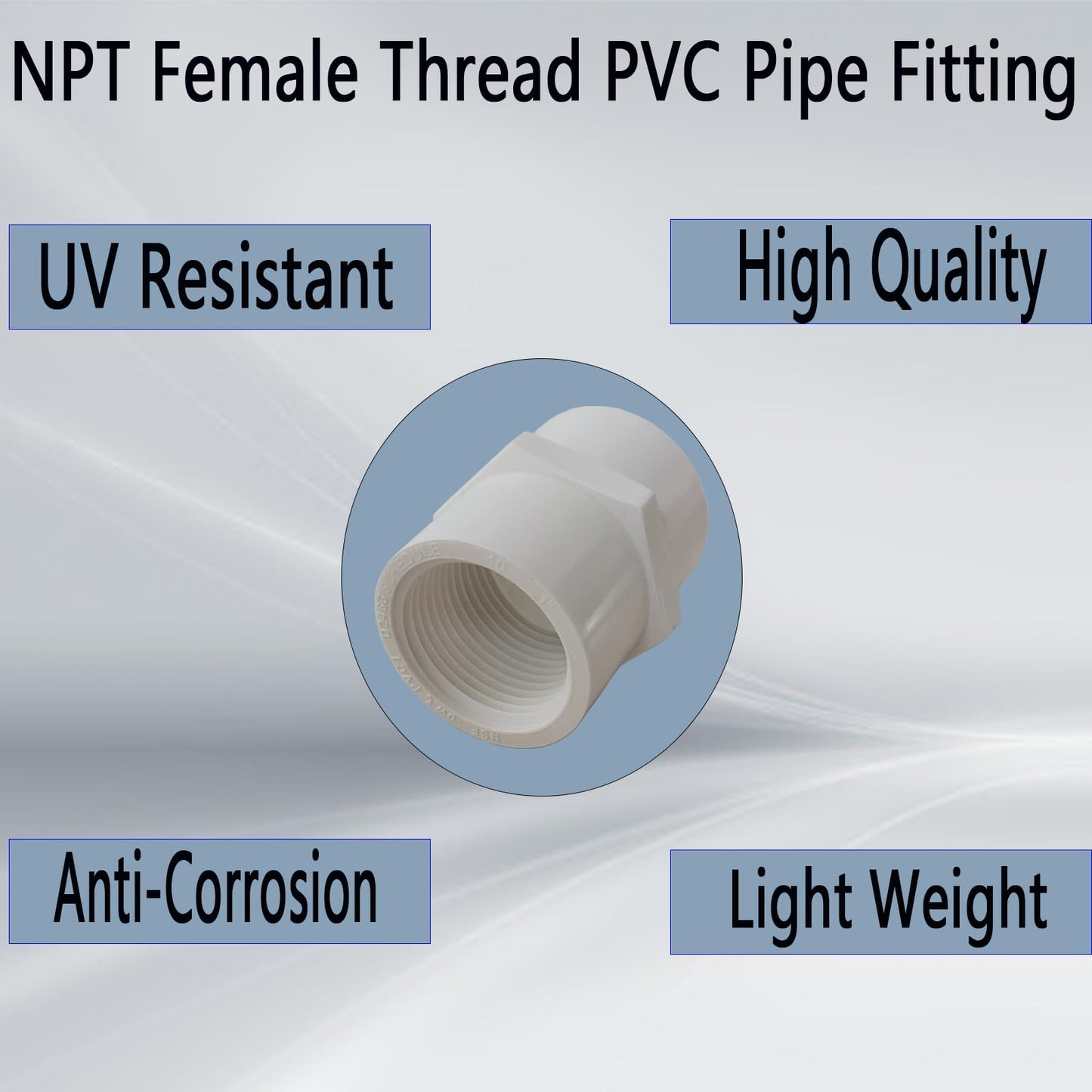 HFVSLFA 10Pcs 3/4 inch PVC Pipe Coupling, NPT Female Thread, Sch40 PVC Slip Socket Connector, Ideal for Plumbing, Irrigation & DIY Projects