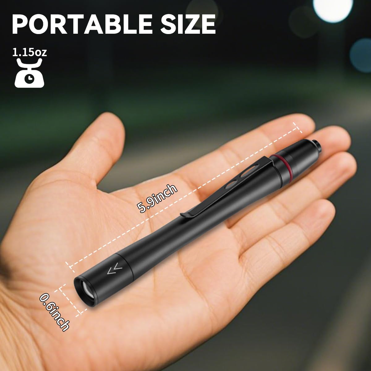 3Pack Pen Flashlight, Pen Light Flashlights High Lumens, Small LED Flashlight, Adjustable Tactical Flash Light, Waterproof Pocket Flashlights with Clip, Aluminum Mini Lights for Inspection Emergency