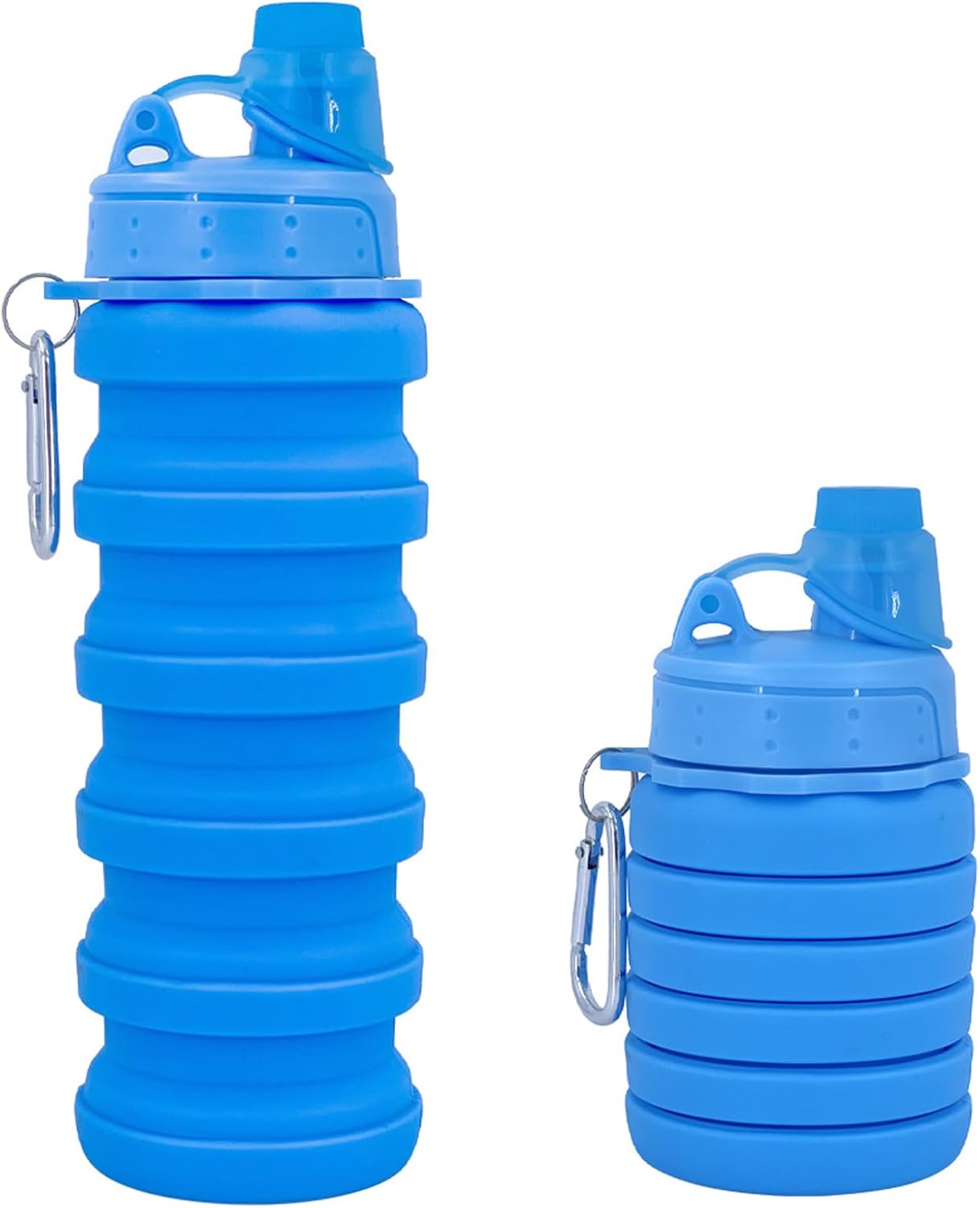 Skiennix Collapsible Water Bottle - Portable & Reusable 500ml Silicone Design with Mountaineering Buckle