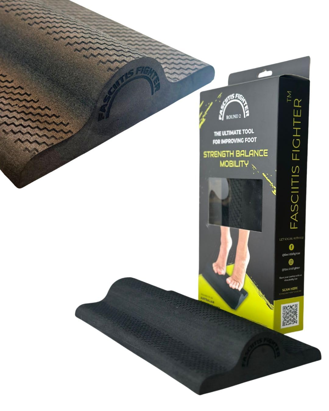 Fasciitis Fighter ROUND 2 -Targeted Plantar Fasciitis and Heel Pain Relief, Foot and Arch Strengthening and Stretching Tool for Tight Calf and Arch. High Density EVA foam.