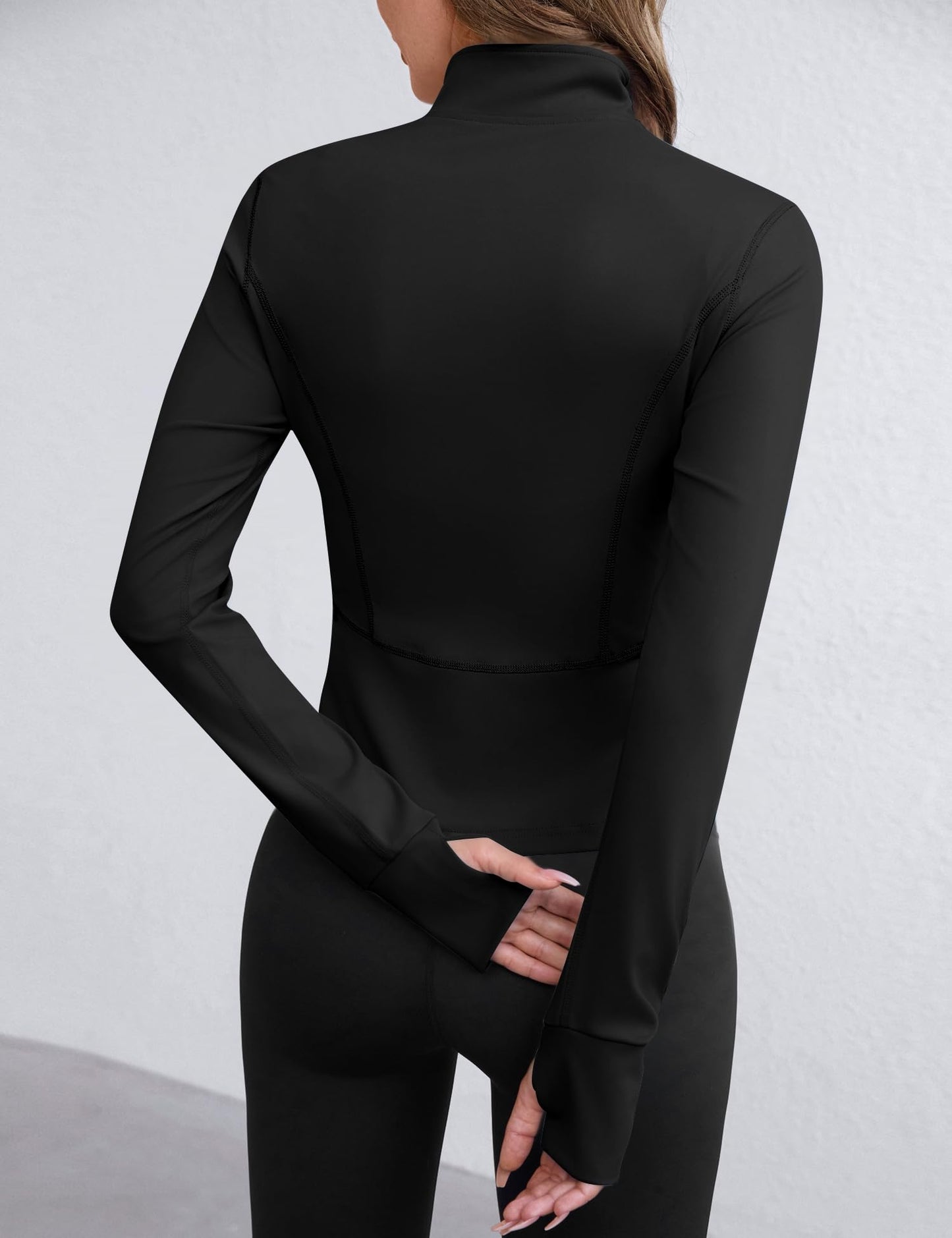 Avoogue BBL Jacket Black Women's Running Sweatshirt Full Zip Athletic Track Jacket with Pockets 2025 M