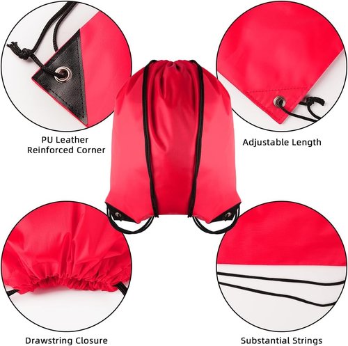 GoodtoU Drawstring Backpack - Durable Nylon Cinch Sack Gym Bag for Sports & Travel | 20 Pcs, Cherry